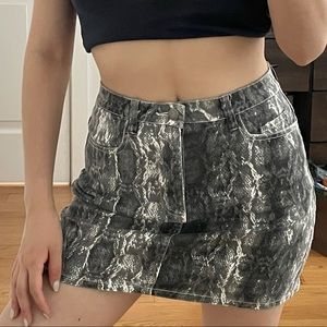 3 for 30 Denim snake print mini skirt